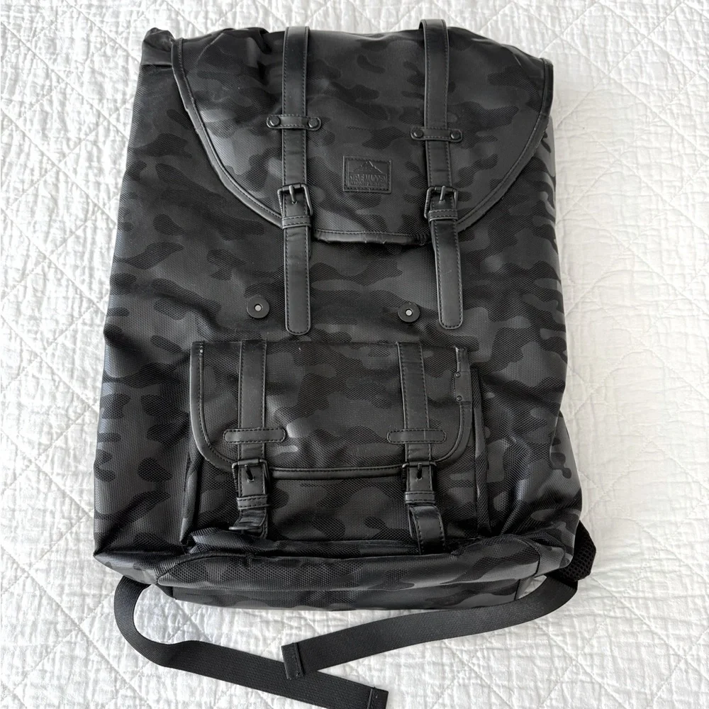 Steve Madden Black Durable Canvas Backpack with Adjustable Straps